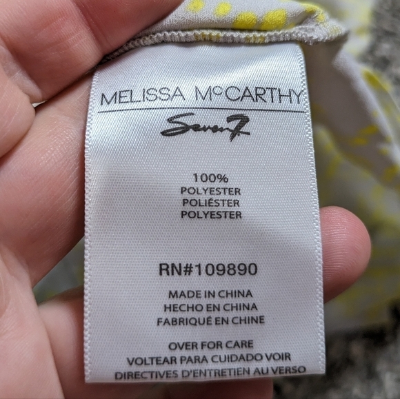 Melissa McCarthy Seven yellow grey wrap blouse 1X - Picture 10 of 11